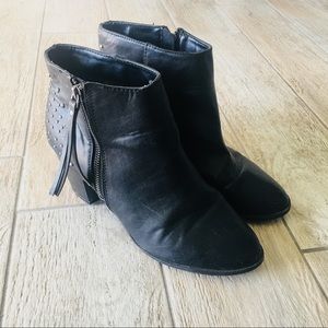 Black Leather Ankle Boots with Zipper